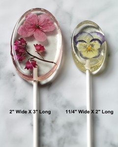 Oval Pressed Flower Lollipops 2 Sizes 8 per Order