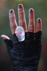 Skull Candy Ring with Gemstone Eyes