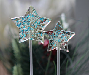 Metallic Glitter Star Lollipops - Hanukkah Favor - 8 Days of Gift Giving - Winter Wonderland Party - 8PCS