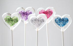 Heart Shaped Birthstone Lollipops 8 PCS