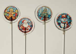 Sugar Free Stained Glass Christmas Lollipops 8 Pcs