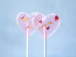 Rose Heart Lollipops  with 24K Gold Leaf 8 PCS
