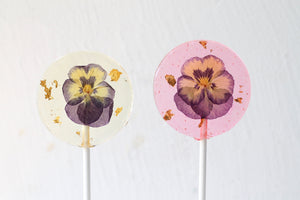 Viola Pansy Flower Lollipops 24 K Gold Leaf | 8 PCS| 2 Sizes