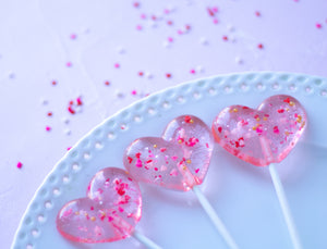 Sprinkle Sparkle Valentines Heart Lollipops - 8PCS