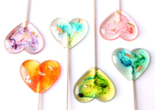 Marbleized Tie Dye  Psychedelic Heart Lollipops set 8 PCS